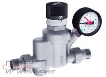 Редуктор с фильтром FAR 1/2" НР-НР с визуализацией давления с манометром 600 мкм хром