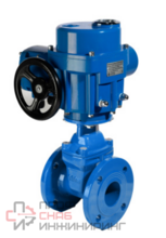 Задвижка чугунная с обрезиненным клином REON тип RSV61, PN16 сэлектроприводом 220В