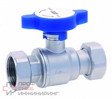 Кран шаровой FAR 1"х1" хром. с 2 накид.гайками синяя ручка