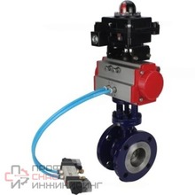 Затвор дисковый поворотный с тройным эксцентриситетом DN.ru WBV3EX-3431M-1W-F-ISO Ду150 Ру25 с пневмоприводом DN.ru PA-DA-160, пневмораспределителем DN.ru 4V320-08 220В и БКВ DN.ru APL-410N EX
