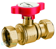 Кран шаровой FAR 3/4"х3/4" латунный с 2 накид.гайками синяя ручка