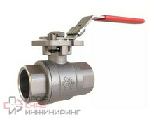 Кран шаровой полнопроходной РАШВОРК 7015 DN032 PN63, CF8M / AISI316 / PTFE, ВР/ВР, ISO 5211, рукоятка-рычаг, кв.11мм