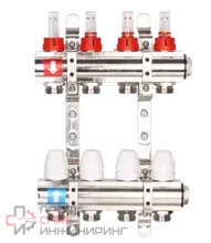 Коллектор Gappo регулируемый с расходомерами из латуни 9-вых. x1"x3/4" 2 заглушки, 2 кронштейна