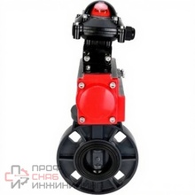 Затвор дисковый поворотный DN.ru WBV4242E-2W-Fb-ISO Дн150 Ру10 межфланцевый, корпус - НПВХ, диск - НПВХ, уплотнение - EPDM, с пневмоприводом PA-SA-105 и БКВ APL-210N
