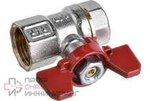 Кран шаровой РосТурПласт ручка бабочка латунь внутренняя/внутренняя резьба 1/2" PN25 никель