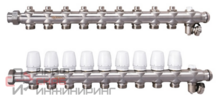 Коллекторная группа TERRA с регулировочными и балансировочными клапанами 1"х 8+1-выхода 3/4 евроконус (нержавеющая сталь)