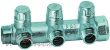 Запорный коллектор FAR 3/4" с 3 отводами евроконус 1/2"