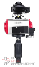 Затвор дисковый поворотный DN.ru WBV4242E-2W-Fb-ISO Дн80 Ру10 межфланцевый, корпус - НПВХ, диск - НПВХ, уплотнение - EPDM, с пневмоприводом PA-SA-083, пневмораспределителем 4M310-08 24В и БКВ APL-210N