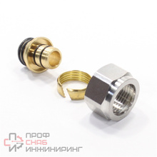 Резьбозажимное 17 x 2.0-3/4", WAAG, обжим-резьба, вн., латунь (никель) евроконус