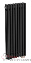 Трубчатый радиатор ТЕПЛОФОРТ трехтрубный, габаритная высота секции 575 мм (межосевое расстояние 500мм)  8 секций, нижнее подключение ½”, термовставка, цвет черный матт