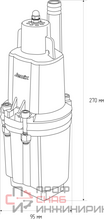 Насос XVM60 T/25 JEMIX погружной вибрационный (d= 3/4",250Вт, 1200 л/ч. 3м) кабель 25м верхний забор
