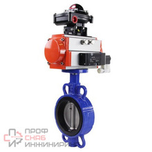 Затвор дисковый поворотный DN.ru WBV3432N-2W-Fb-H Ду100 Ру16, корпус - углеродистая сталь WCB, диск - нержавеющая сталь 316L, уплотнение - NBR, с пневмоприводом DN.ru PA-DA-105, пневмораспределителем 4V320-10 220В и БКВ APL-210N