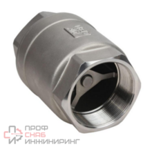 Клапан обратный DN.ru VCS3232P-T 1″ 1/4 Ду32 Ру63 резьбовой, пружинный, корпус - нержавеющая сталь AISI 316, диск - нержавеющая сталь AISI 316, уплотнение - PTFE