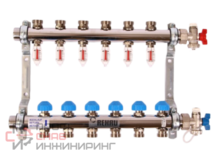 Коллекторная группа 1'х3/4' нерж 5 вых HKV-D с расходом и термостатич вентилями REHAU