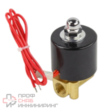 Клапан электромагнитный DN.ru VS100-VT-NC-24VDC 1/4" Ду8 Ру10, соленоидный двухходовой, корпус - латунь, уплотнение - Viton, резьбовой, нормально-закрытый, прямого действия, катушка - 24В