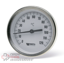 Термометр WATTS аксиальный F+R801 OR, 100 мм, 0-120 С, гильза 75 мм