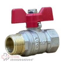 Кран шаровой резьб. 1/2", PN24, Sanext, латунь, вн.р.- нар.р., с бабочкой