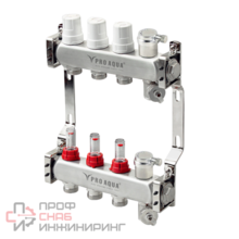 Блок коллекторный с расходомерами и автоматическими воздухоотводчиками ProAqua 2 выхода, 180 мм, 1 x 3/4
