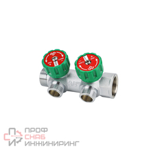 Коллектор регулирующий хромированный Varmega VM14602 3/4" на 2 выхода 1/2"