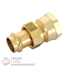 Разъёмное соединение Sanpress с SC-Contur 22x1", с плоским уплотнением, с переходом на внутреннюю резьбу, бронза, модель 2262