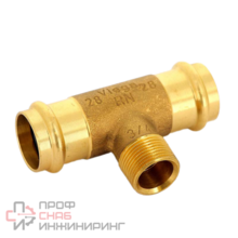 Тройник Sanpress, c SC-Contur 28x3/4"x28 с наружной резьбой, бронза, модель 2217.1