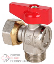 Кран шаровый полнопроходной угловой с накидной гайкой MVI 3/4" внутренняя-наружная, бабочка