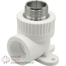 Угольник THERMOLIGHT комбинированный PP-R НР с креплением 25х3/4" белый (10/80)