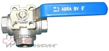 Кран шаровой резьба с ISO фл.трехходовой SS316 ABRA-BV15-015 T-порт