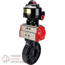 Затвор дисковый поворотный DN.ru WBV4242E-2W-Fb-ISO Дн50 Ру10 межфланцевый, корпус - НПВХ, диск - НПВХ, уплотнение - EPDM, с пневмоприводом PA-DA-052 и БКВ APL-510N EX