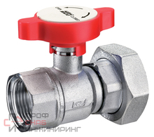 Кран шаровой FAR 1"х1 1/2" хром. с накидн. гайкой красная ручка