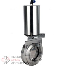 Затвор дисковый поворотный DN.ru WBV3131S-2W-W-H Ду65 Ру10 пищевая нержавеющая сталь 304, уплотнение – Silicon, под приварку, с пневмоприводом DN.ru PA-SA-85 с возвратными пружинами
