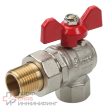 Шаровой кран SANEXT Ду 15, НР-ВР 1/2" угловой со сгоном (Американка) бабочка