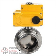 Затвор дисковый поворотный кламповый DN.ru WBV3131S-2W-C-H Ду20 Ру10 корпус - пищевая нержавеющая сталь 304, уплотнение - Silicon, с электроприводом DN.ru QT-N-005EM-B1-220VAC-У1 (0-10В)