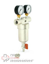 Фильтр промывной ВВ 1/2" со сливным шаровым краном и 2 манометрами 300 мкм никелированный Uni-fitt