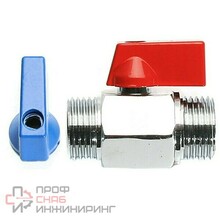 Кран шаровой мини TIM 1/2 шш хромированный (красные и синие ручки)