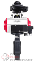 Затвор дисковый поворотный DN.ru WBV4242E-2W-Fb-ISO Дн80 Ру10 межфланцевый, корпус - НПВХ, диск - НПВХ, уплотнение - EPDM, с пневмоприводом PA-DA-052, пневмораспределителем 4M310-08 24В и БКВ APL-210N