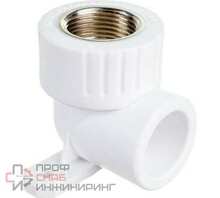 Угольник комбинированный с креплением PPR РОСТУРПЛАСТ 25х 3/4 ВР белый