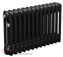 Трубчатый радиатор ТЕПЛОФОРТ трехтрубный, габаритная высота секции 375 мм (межосевое расстояние 300мм)  16 секций, нижнее подключение ½”, термовставка, цвет черный матт