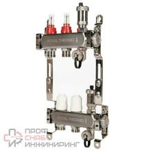 Коллектор Royal Thermo нерж. в сборе с расходомерами 1" ВР-3/4" НР с автомат.воздухоотвод-ми 12 вых.