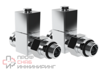 "Набор дизайн-вентилей Royal Thermo CUBE, прямой (хром) 1/2"