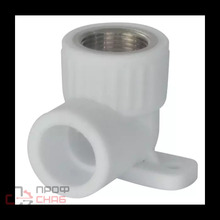 Угольник PP-R серый комбинированный Дн20х1/2" ВР с креплением VALFEX 10120020Г