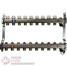 Коллектор с запорными клапанами Stout 1х3/4 на 9 выходов