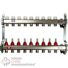 Коллектор из нержавеющей стали с расходомерами Stout, с клапаном вып. воздуха и сливом 9 вых