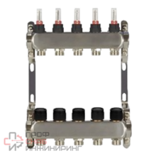 Коллектор WAAG 1"х3/4" 5 выходов c клапанами с расходомерами сталь нержавеющая