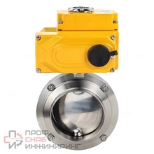 Затвор дисковый поворотный DN.ru WBV3131S-2W-W-H Ду40 Ру10 пищевая нержавеющая сталь 304, уплотнение - Silicon, под приварку, с электроприводом DN.ru QT-N-005EM-A1-220VAC-У1 (4-20мА)