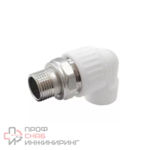 Угольник PP-R белый комбинированный разъемный Дн20х1/2" НР д/рад VALFEX 10238012