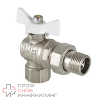 Кран шаровой VALTEC BASE угловой с полусгоном и белой ручкой