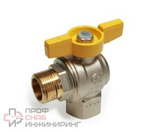 Кран шаровой угловой с вн./нар. резьбой газ Ду15 Ру5 м/р бабочка Giacomini