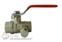 Шаровой кран Ридан полнопроходной BVR-DR, ВР, ручка-рычаг, со спускным элементом, 1/2"