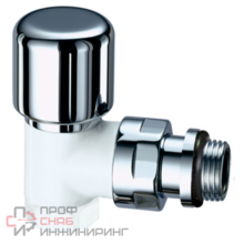 Терморегулирующий вентиль FAR угловой, 1/2” ВР, серебро/белый эмаль